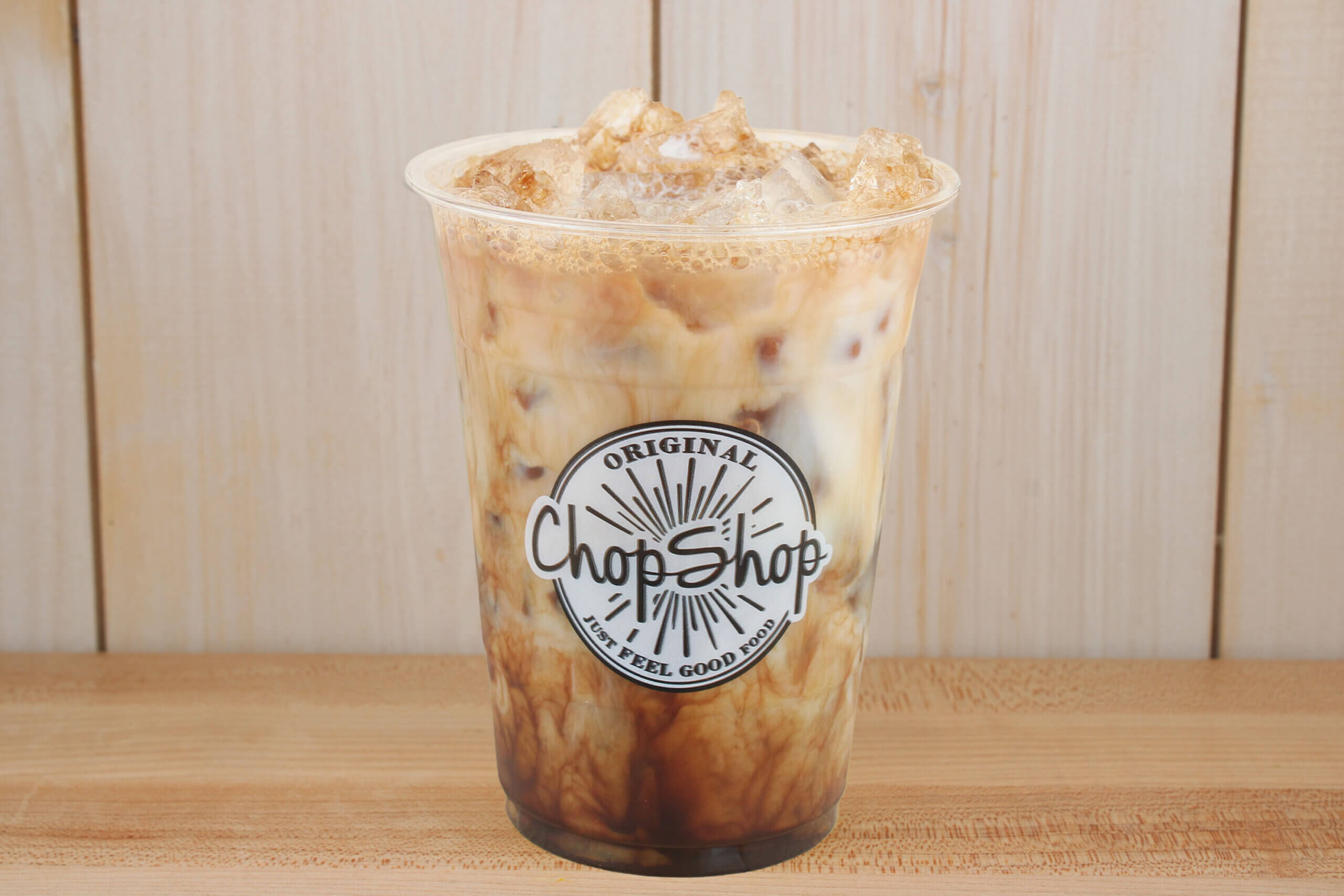 Iced coffee in clear cup